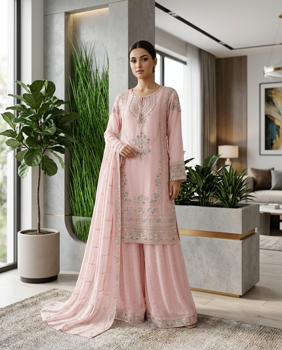Set Of M L XL (Sharara Style) Baby Pink