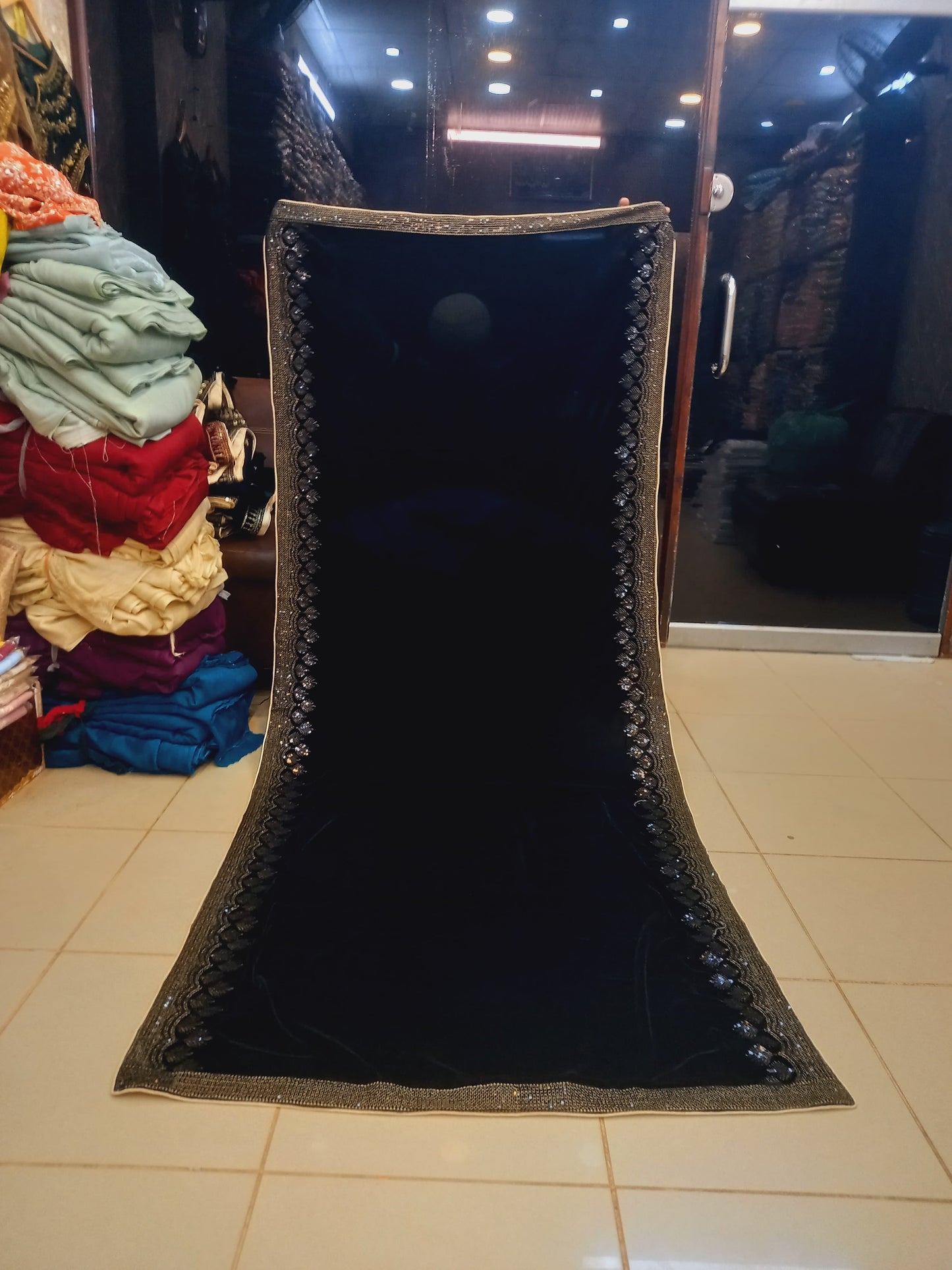 SH-005 Velvet Shawl Navy Blue