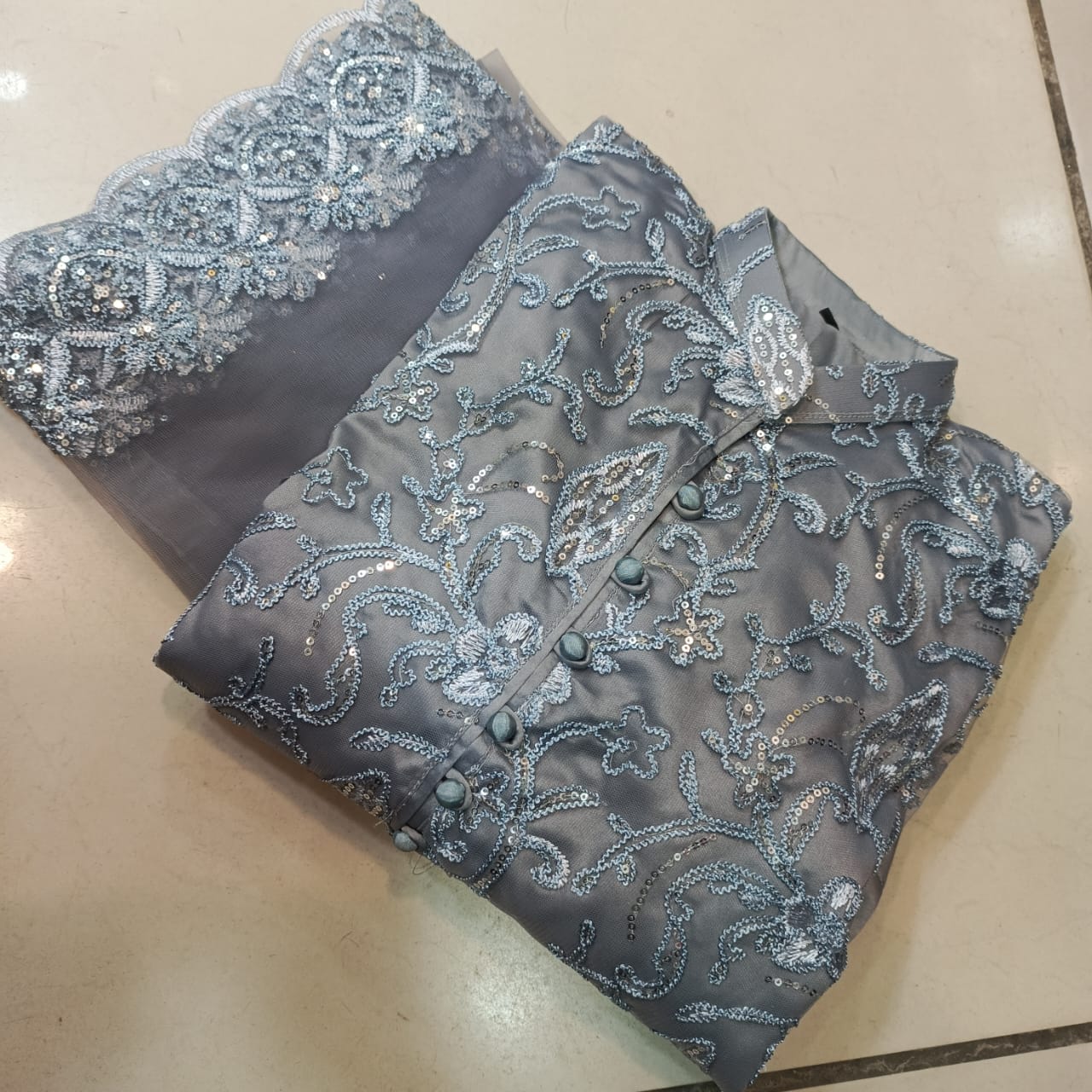 Embroidered Net Frock 07