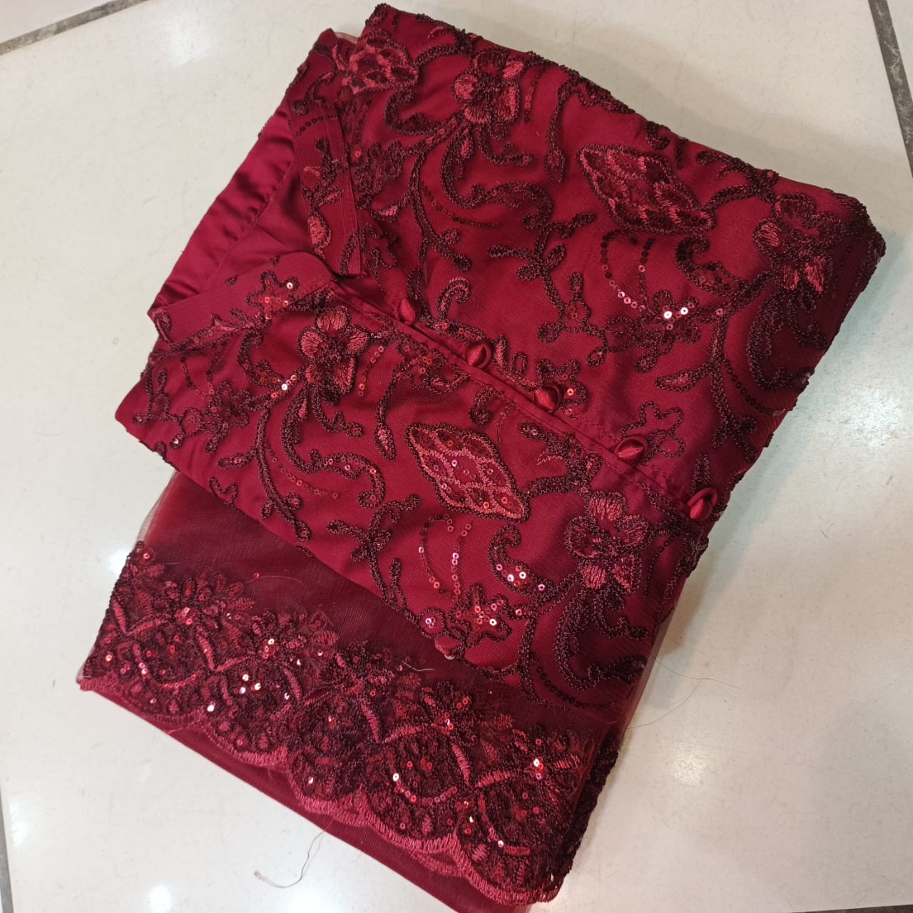 Embroidered Net Frock 05