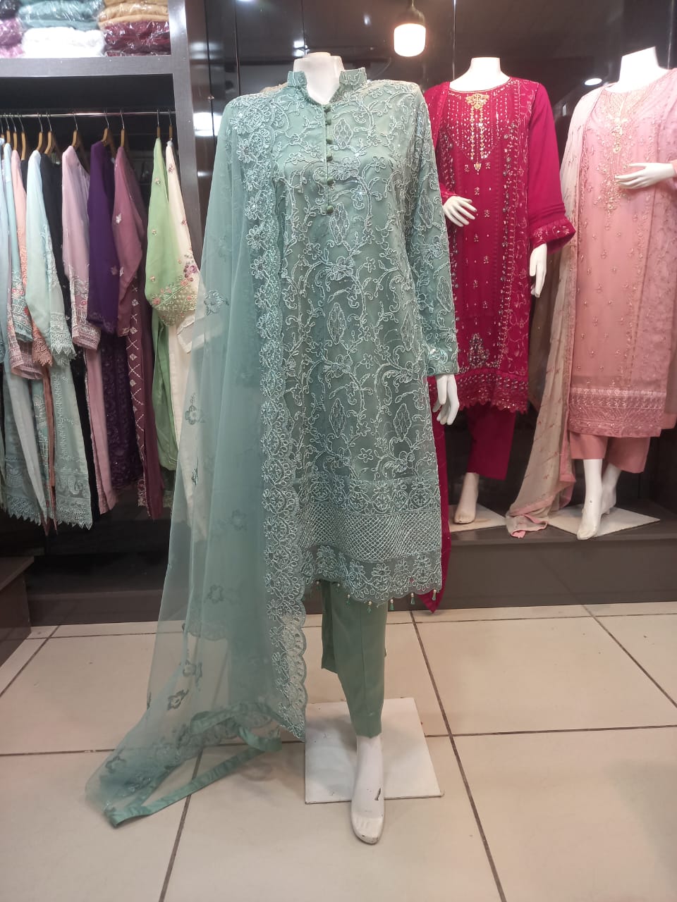 Embroidered Net Frock 03