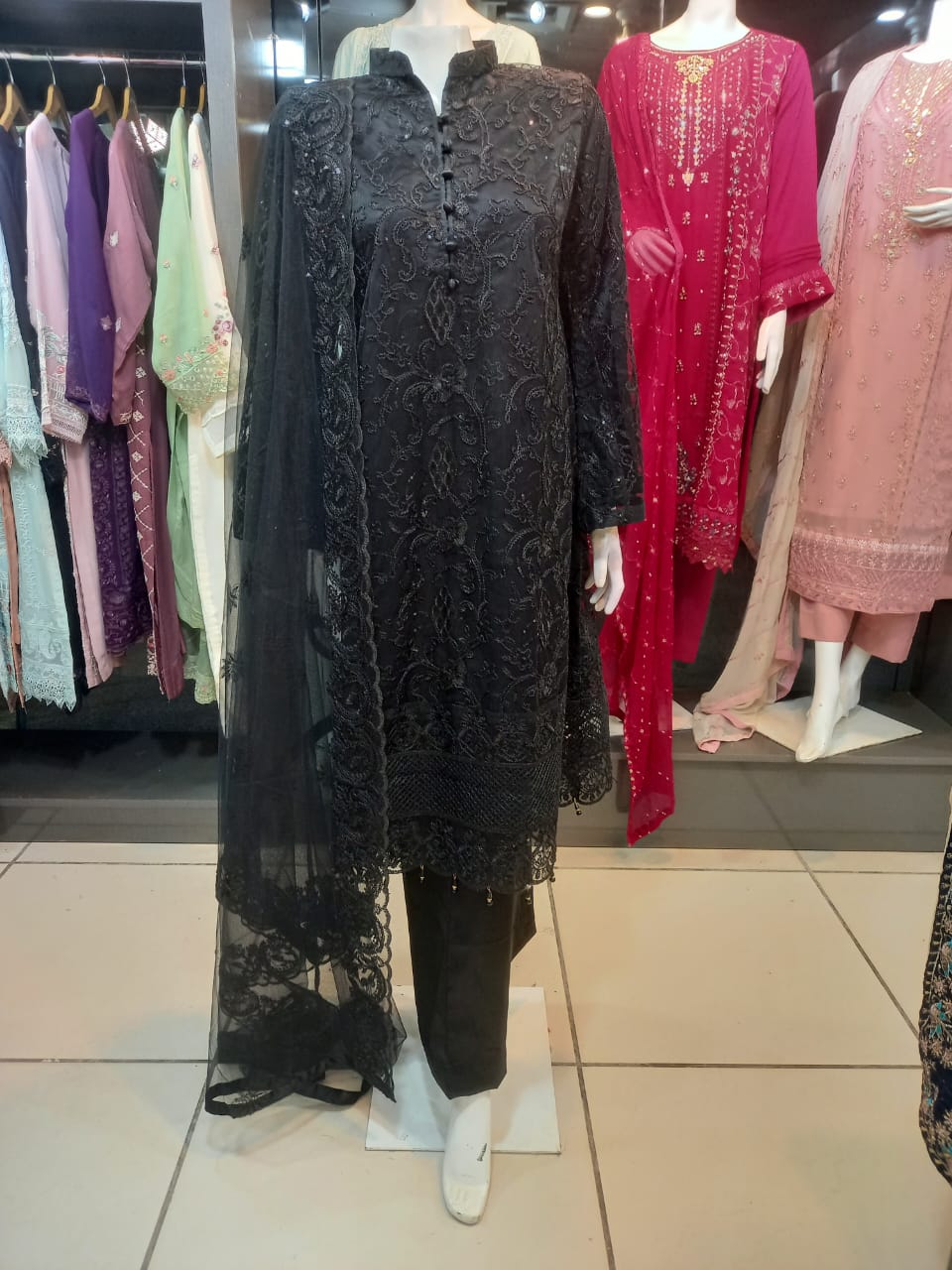Embroidered Net Frock 06