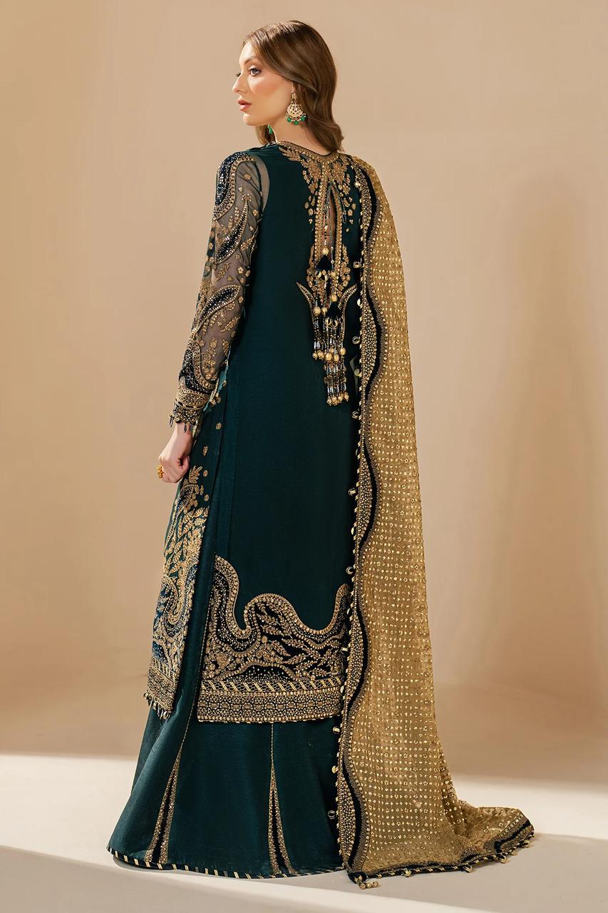 LX-055 Dark Green & Gold Embroidered Festive Outfit