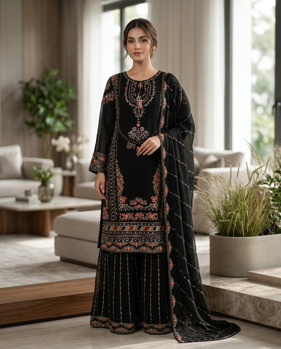 Set Of M L XL (Sharara Style) Black