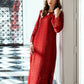 Luxury Deep Red Embroidered Chiffon Formal 3-Piece Suit