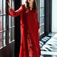Luxury Deep Red Embroidered Chiffon Formal 3-Piece Suit