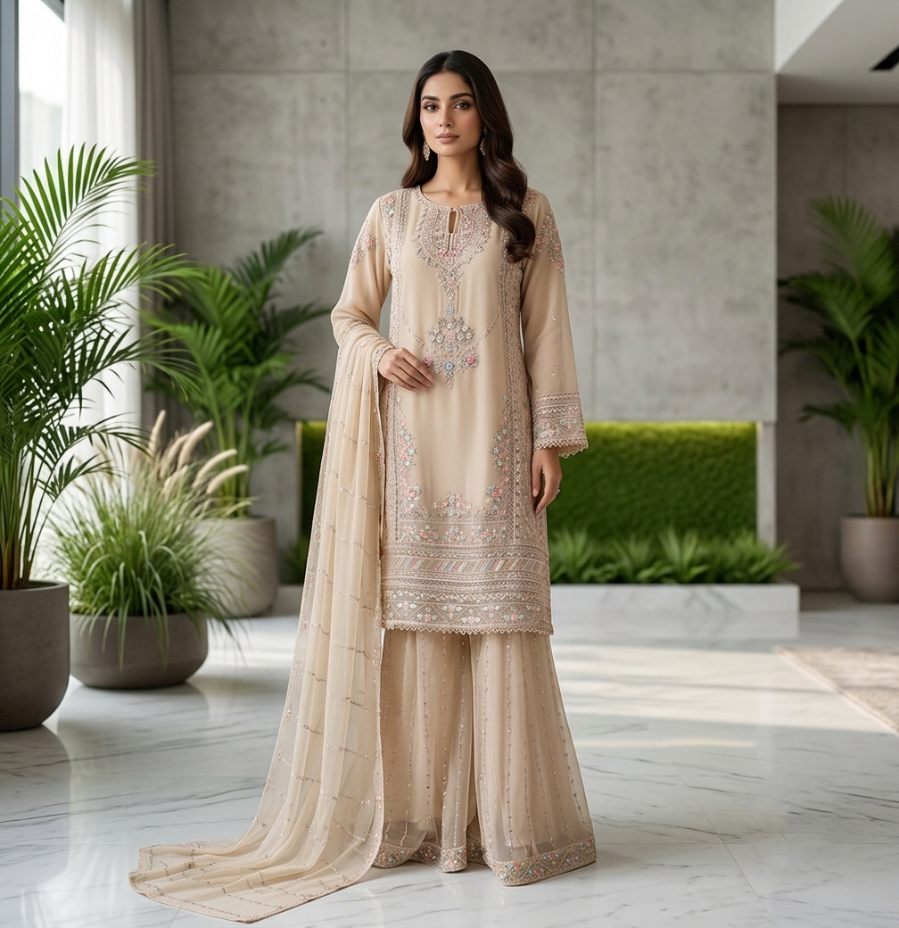Set Of M L XL (Sharara Style) Beige