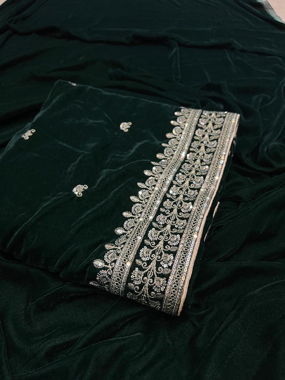 Velvet Shawl Green