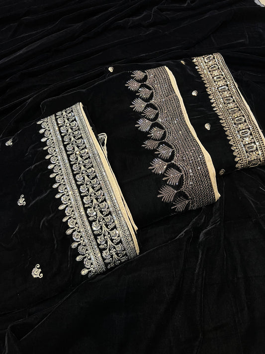 Velvet Shawl Black