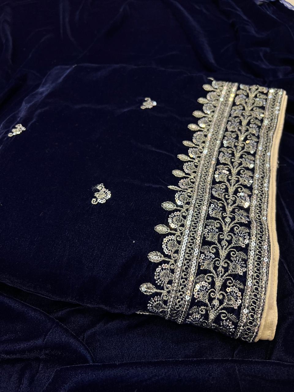 Velvet Shawl Zinc Blue