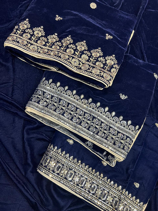 Velvet Shawl Navy Blue