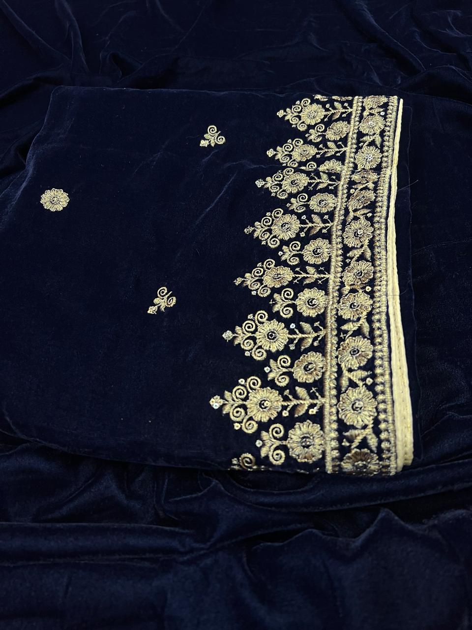 Velvet Shawl Zinc Blue