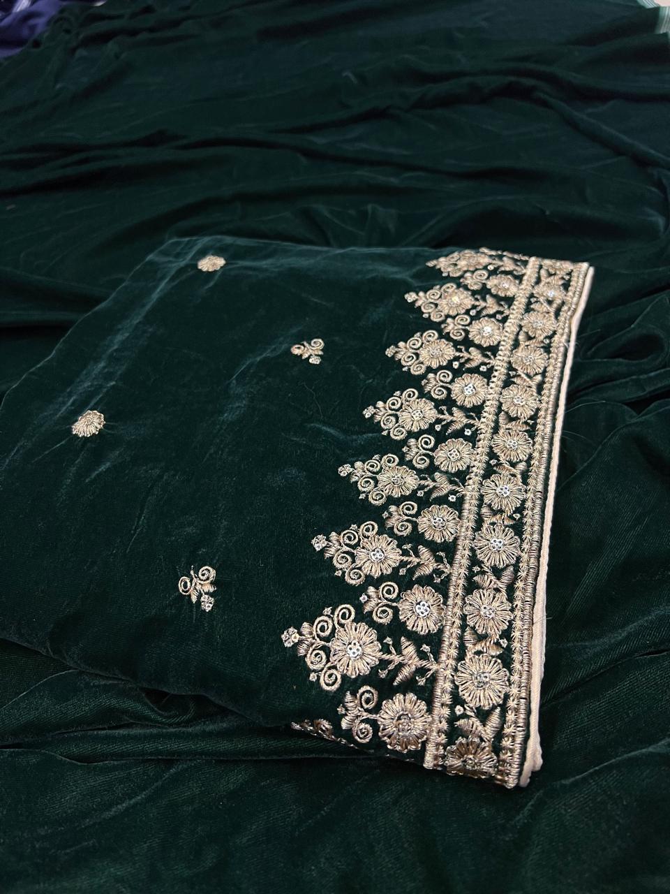 Velvet Shawl Green