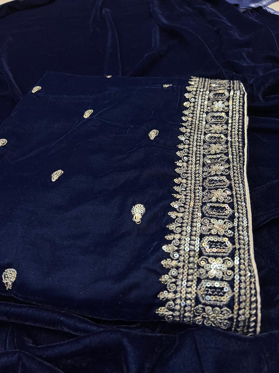 Velvet Shawl Zinc Blue