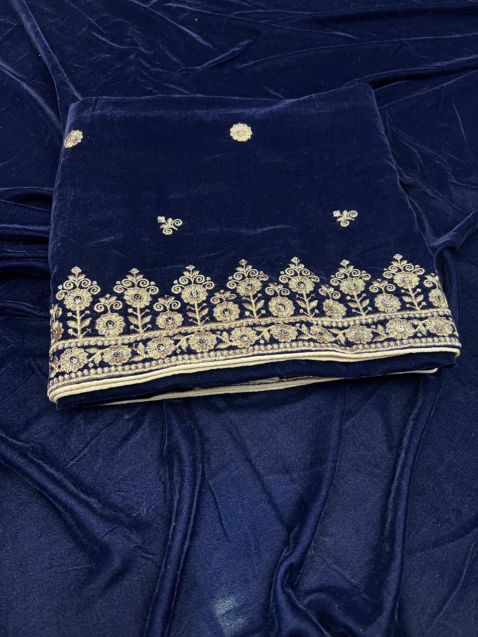 Velvet Shawl Navy Blue