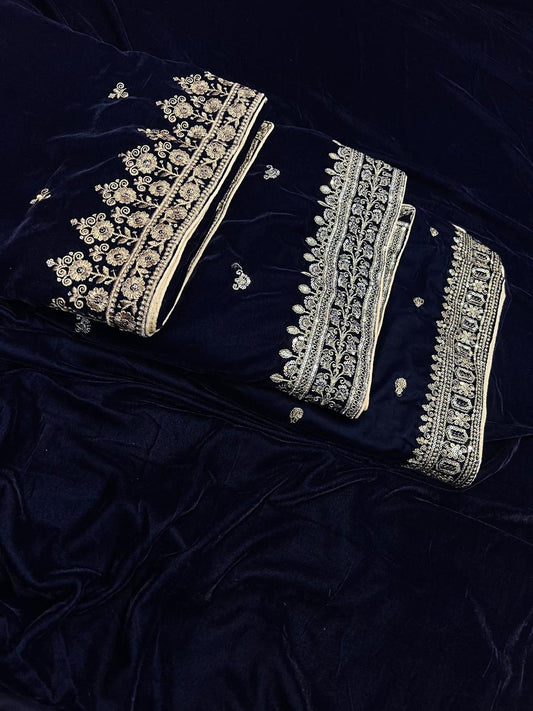 Velvet Shawl Zinc Blue