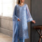 Stitched 3 piece Chiffon Suit Blue 001